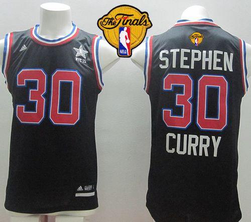 Warriors #30 Stephen Curry Black 2015 All Star The Finals Patch Stitched NBA Jersey
