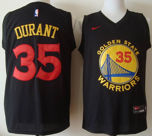 Warriors #35 Kevin Durant Black New Fashion Stitched NBA Jersey