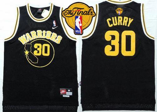 Warriors #30 Stephen Curry Black Nike Throwback The Finals Patch Stitched NBA Jersey