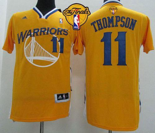 Revolution 30 Warriors #11 Klay Thompson Gold Alternate The Finals Patch Stitched NBA Jersey