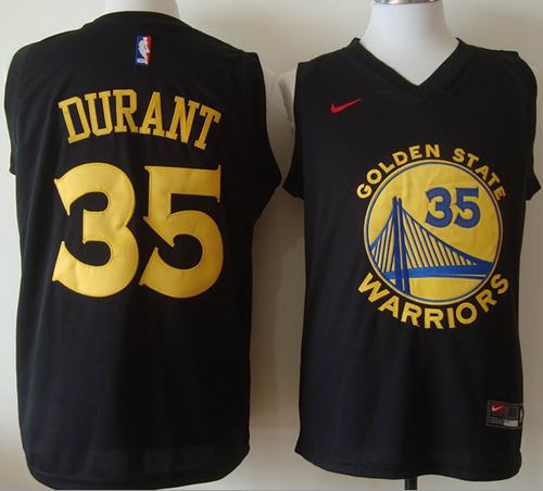 Warriors #35 Kevin Durant Black Fashion Stitched NBA Jersey