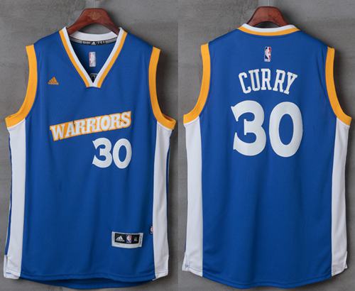 Warriors #30 Stephen Curry Royal Stretch Crossover Stitched NBA Jersey