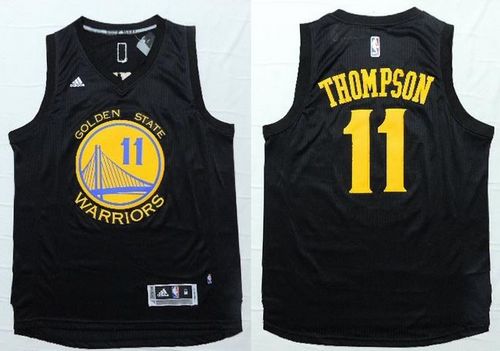 Warriors #11 Klay Thompson Black Fashion Stitched NBA Jersey