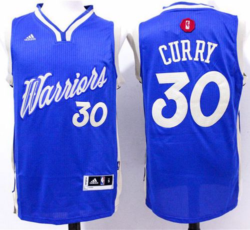 Warriors #30 Stephen Curry Blue 2015-2016 Christmas Day Stitched NBA Jersey