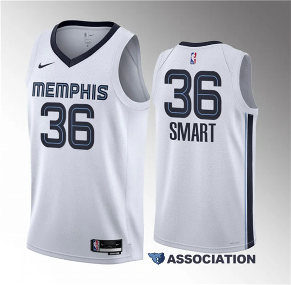 Men's Memphis Grizzlies #36 Marcus Smart White 2023 Draft Association Edition Stitched Basketball Jersey