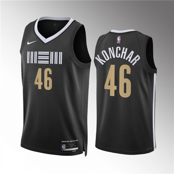 Men's Memphis Grizzlies #46 John Konchar Black 2023/24 City Edition Stitched Basketball Jersey