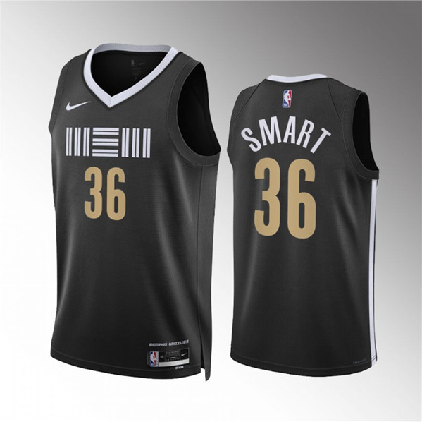 Men's Memphis Grizzlies #36 Marcus Smart Black 2023/24 City Edition Stitched Basketball Jersey