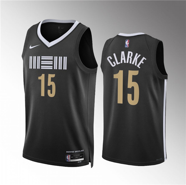 Men's Memphis Grizzlies #15 Brandon Clarke Black 2023/24 City Edition Stitched Basketball Jersey
