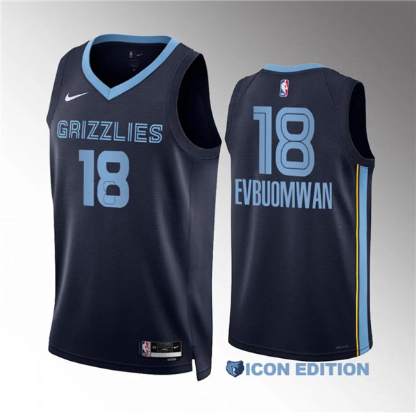 Men's Memphis Grizzlies #18 Tosan Evbuomwan Navy Icon Edition Stitched Jersey