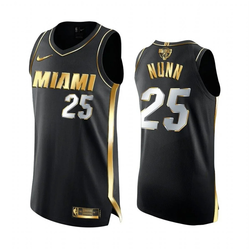 Men's Miami Heat #25 Kendrick Nunn Black 2020 Finals Golden Limited Edition NBA Jersey