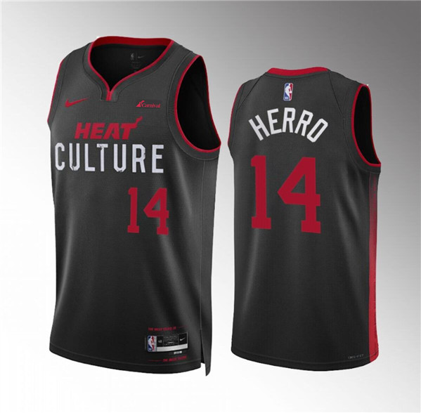 Men's Miami Heat #14 Tyler Herro Black 2023/24 City Edition Stitched Basketball Jersey