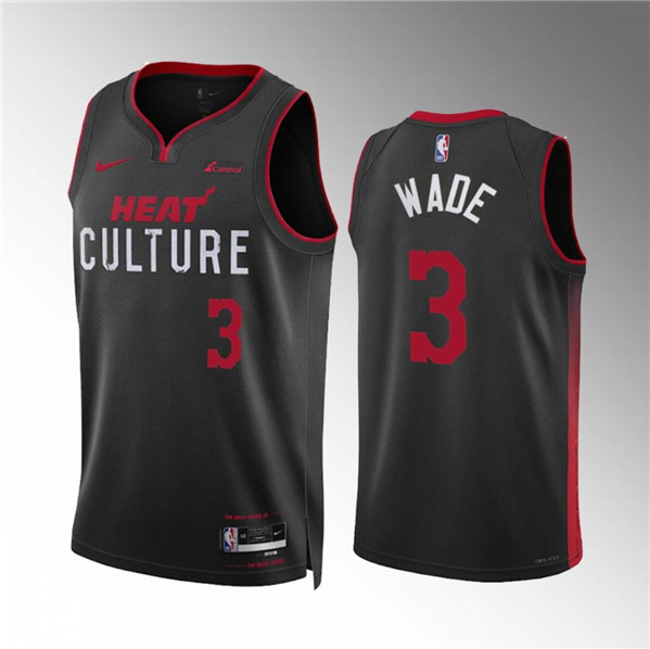 Men's Miami Heat #3 Dwyane Wade Black 2023/24 City Edition Stitched Basketball Jersey