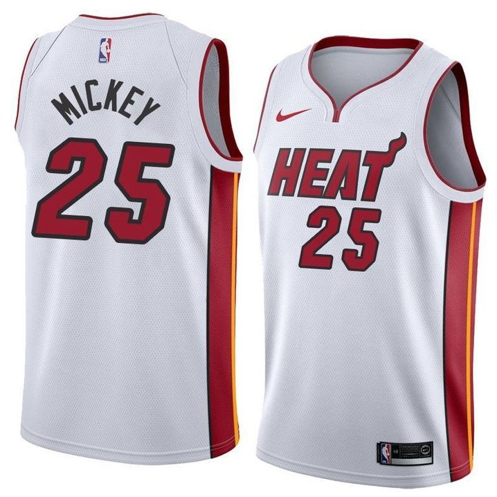 Men's Miami Heat #25 Jordan Mickey White Stitched NBA Jersey
