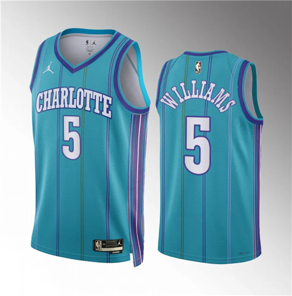 Men's Charlotte Hornets #5 Mark Williams Teal 2023/24 Classic Edition Stitched Basketball Jersey