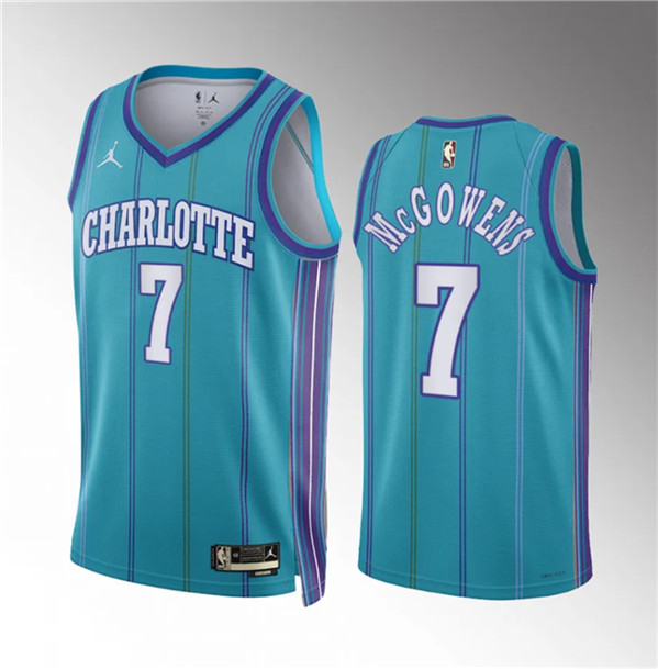 Men's Charlotte Hornets #7 Bryce McGowens Teal 2023/24 Classic Edition Stitched Basketball Jersey