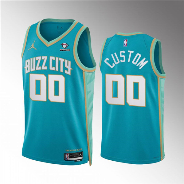 Men's Charlotte Hornets Active Player Custom Teal 2023/24 City Edition Stitched Basketball Jersey