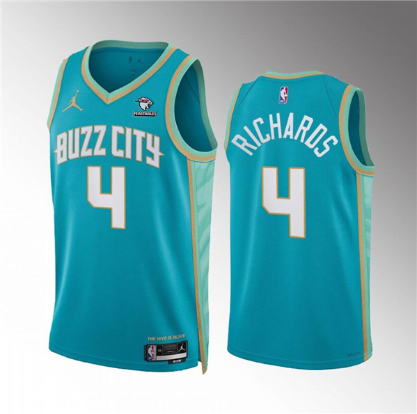 Men's Charlotte Hornets #4 Nick Richards Teal 2023/24 City Edition Stitched Basketball Jersey