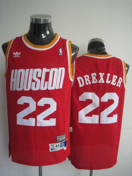 Mitchell and Ness Rockets #22 Clyde Drexler Stitched Red Throwback NBA Jersey