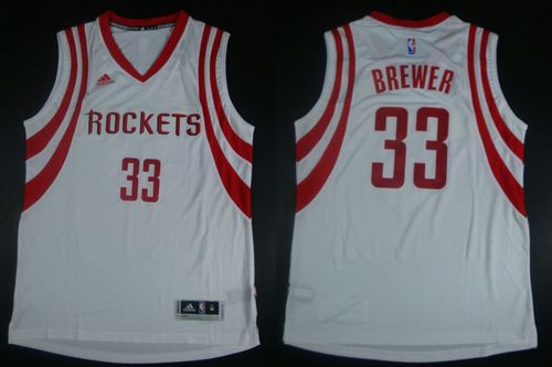 Revolution 30 Rockets #33 Corey Brewer White Road Stitched NBA Jersey