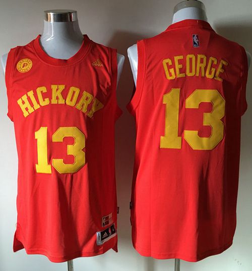 Pacers #13 Paul George Red Hickory Stitched NBA Jersey