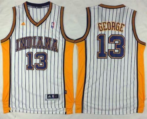 Pacers #13 Paul George White Throwback Stitched NBA Jersey