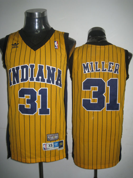 Mitchell and Ness Pacers #31 Reggie Miller Yellow Stitched Throwback NBA Jersey