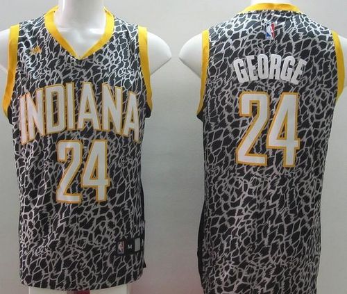 Pacers #24 Paul George Black Crazy Light Stitched NBA Jersey