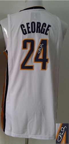 Revolution 30 Autographed Pacers #24 Paul George White Stitched NBA Jersey