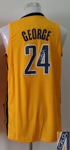 Revolution 30 Autographed Pacers #24 Paul George Yellow Stitched NBA Jersey