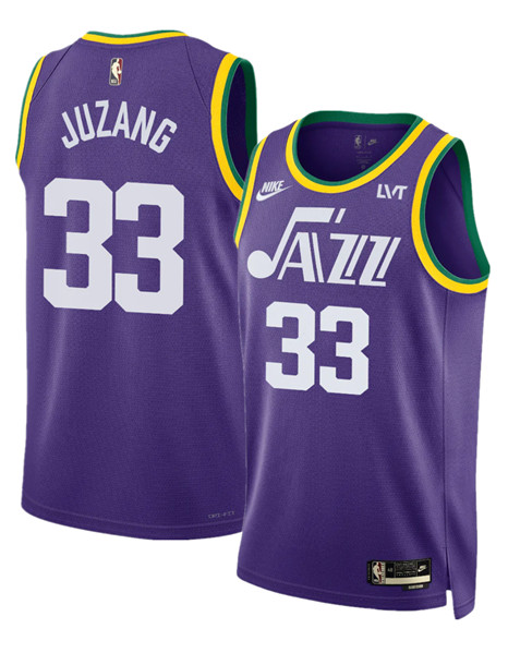 Men's Utah Jazz #33 Johnny Juzang Purple 2023 Classic Edition Stitched Basketball Jersey
