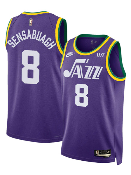 Men's Utah Jazz #8 Brice Sensabaugh Purple 2023 Classic Edition Stitched Basketball Jersey