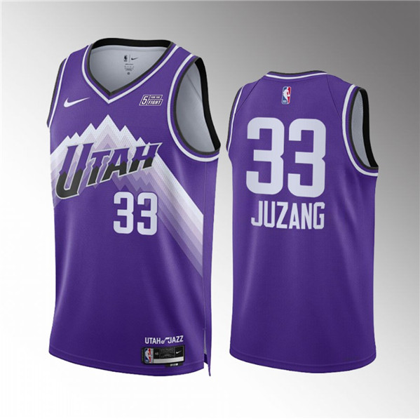 Men's Utah Jazz #33 Johnny Juzang Purple 2023/24 City Edition Stitched Basketball Jersey