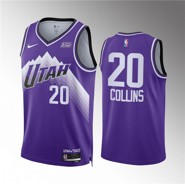 Men's Utah Jazz #20 John Collins Purple 2023/24 City Edition Stitched Basketball Jersey