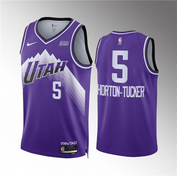Men's Utah Jazz #5 Talen Horton-Tucker Purple 2023/24 City Edition Stitched Basketball Jersey