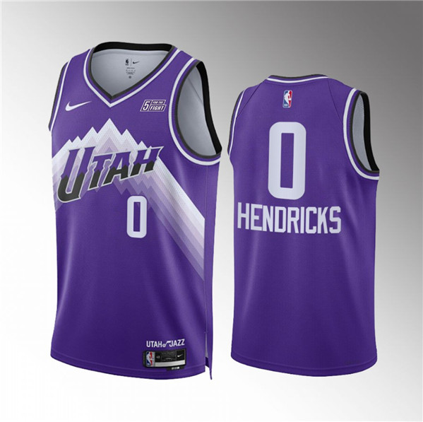 Men's Utah Jazz #0 Taylor Hendricks Purple 2023/24 City Edition Stitched Basketball Jersey