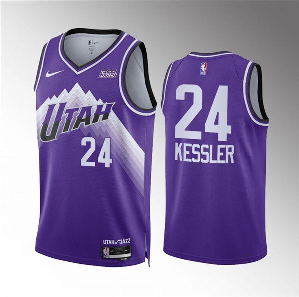 Men's Utah Jazz #24 Walker Kessler Purple 2023/24 City Edition Stitched Basketball Jersey