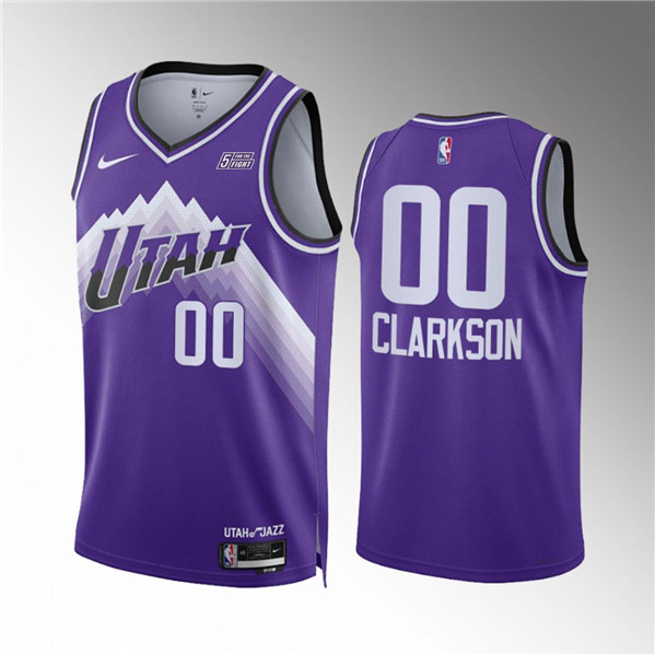 Men's Utah Jazz #00 Jordan Clarkson Purple 2023/24 City Edition Stitched Basketball Jersey