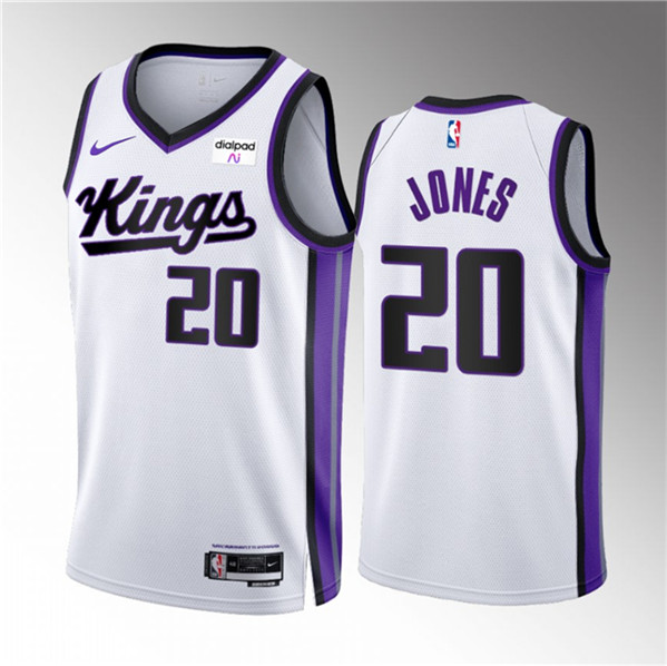 Men's Sacramento Kings #20 Colby Jones White 2023-24 Association Edition Swingman Stitched Jersey