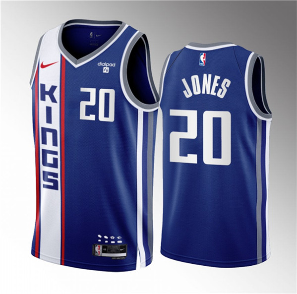 Men's Sacramento Kings #20 Colby Jones Blue 2023/24 City Edition Stitched Basketball Jersey