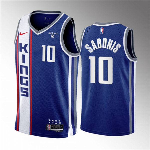 Men's Sacramento Kings #10 Domantas Sabonis Blue 2023/24 City Edition Stitched Basketball Jersey