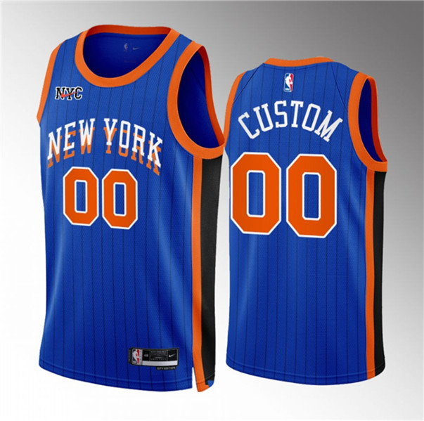 Men's New York Knicks Active Player Custom Blue 2023/24 City Edition Stitched Basketball Jersey
