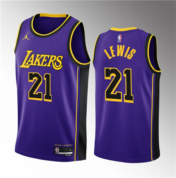 Men's Los Angeles Lakers #21 Maxwell Lewis Purple 2023 Draft Statement Edition Stitched Basketball Jersey