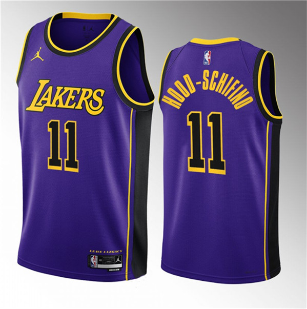 Men's Los Angeles Lakers #11 Jalen Hood-Schifino Purple 2023 Draft Statement Edition Stitched Basketball Jersey