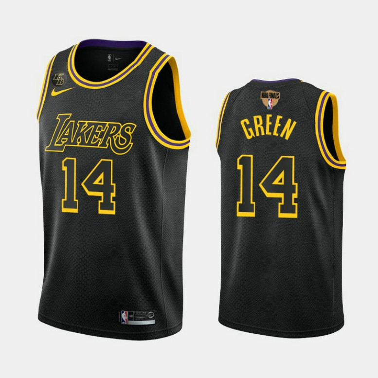 Men's Los Angeles Lakers #14 Danny Green Black with KB Patch Finals Stitched NBA Jersey