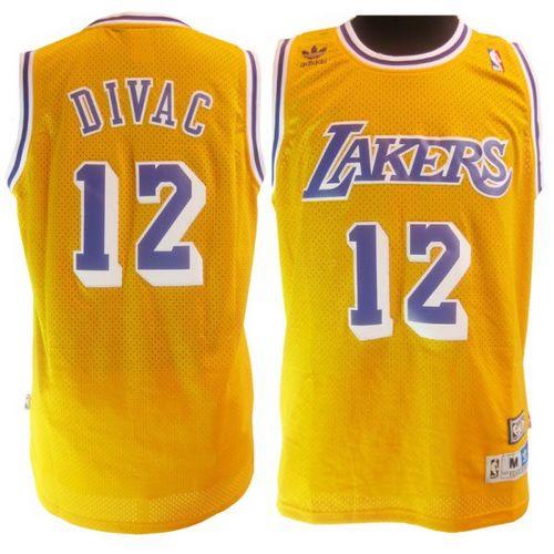 Lakers #12 Vlade Divac Yellow Throwback Stitched NBA Jersey