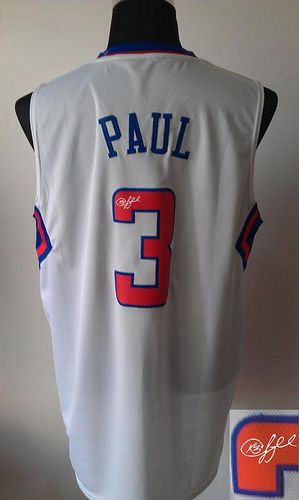 Revolution 30 Autographed Clippers #3 Chris Paul White Stitched NBA Jersey