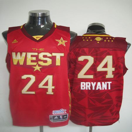 2011 All Star Lakers #24 Kobe Bryant Red Stitched NBA Jersey