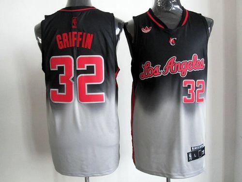 Clippers #32 Blake Griffin Black/Grey Fadeaway Fashion Stitched NBA Jersey