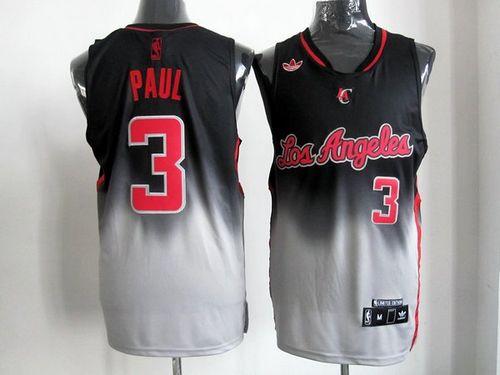 Clippers #3 Chris Paul Black/Grey Fadeaway Fashion Stitched NBA Jersey