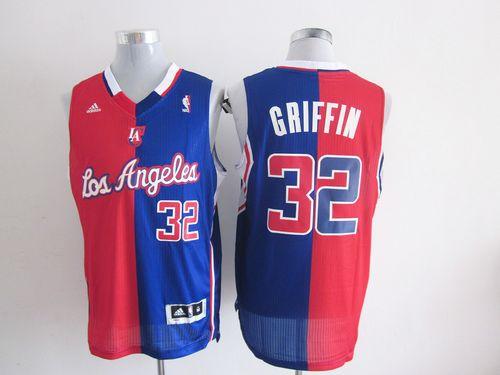 Clippers #32 Blake Griffin Red/Blue Split Fashion Stitched NBA Jersey